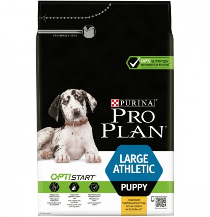 Pro Plan OptiStart Large Athletic Puppy сухой корм для щенков крупных пород с атлетическим телосложением с курицей 3 кг. 